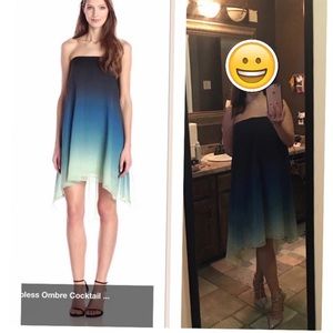 Halston Heritage Strapless Ombre Dress, Size 8